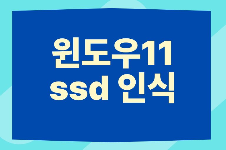 윈도우11 ssd 인식시키기, 인식안될때 해결법