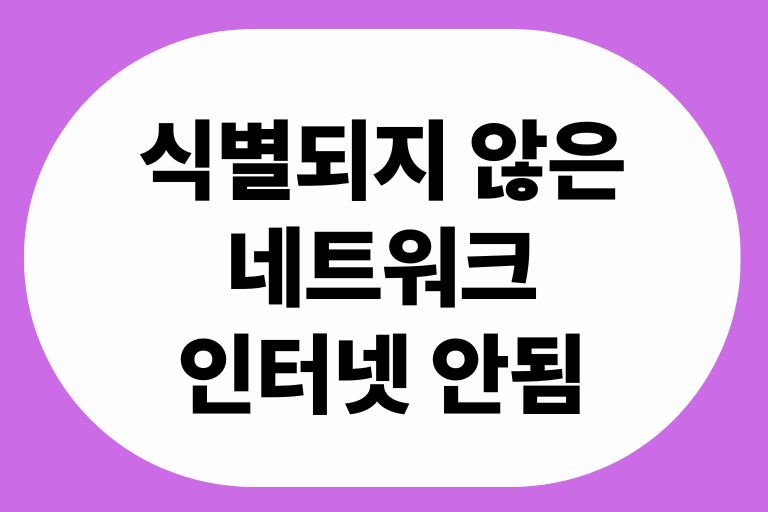 식별되지 않은 네트워크 인터넷 연결 안됨