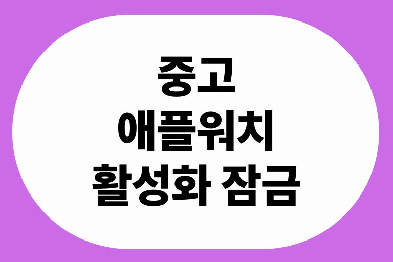 중고 애플워치 활성화 잠금