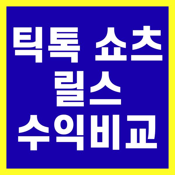 틱톡 쇼츠 릴스 돈되는 플랫폼은 수익 비교