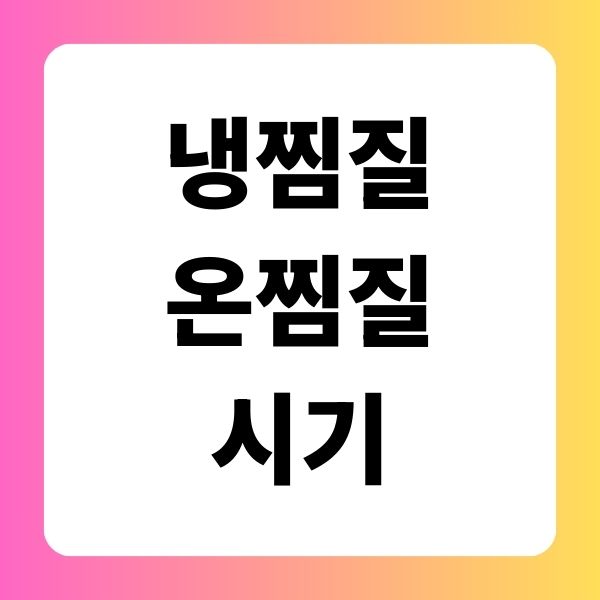 냉찜질 온찜질 시기