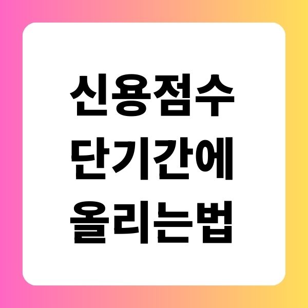 신용점수 단기간에 올리는 방법